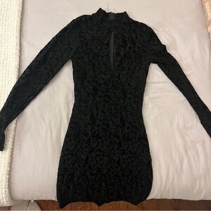 Elegant Black Patterned Dress